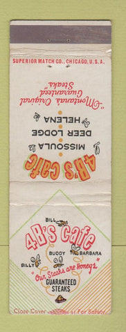 Matchbook Cover - 4B's Cafe Missoula Deer Lodge Helena MT