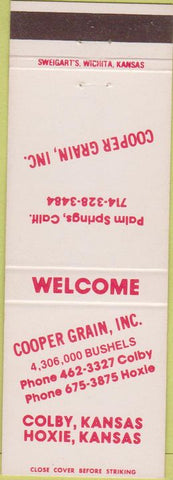Matchbook Cover - Cooper Grain Inc Colby Hoxie KS Palm Springs CA