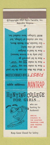 Matchbook Cover - Hunting College for girls joke gag