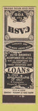 Matchbook Cover - Cash Loans Auto Brokers Acceptance Chicago IL