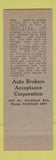 Matchbook Cover - Cash Loans Auto Brokers Acceptance Chicago IL