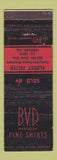 Matchbook Cover - BVD Men's Shirts Albert Julien Limoilou QC WEAR