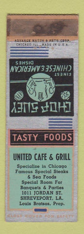 Matchbook Cover - United Cafe & Grill Shreveport LA WORN