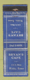Matchbook Cover - Bryan's Cafe Wichita KS WORN