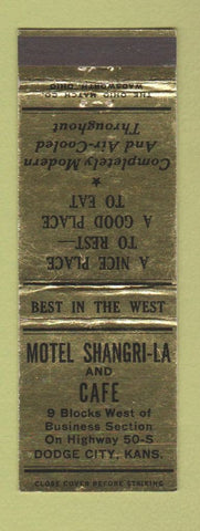 Matchbook Cover - Motel Shangri LA Cafe Dodge City KS