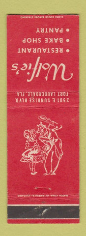 Matchbook Cover - Wolfie's Restaurant Fort Lauderdale FL