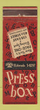 Matchbook Cover - Press Box New York City