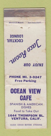 Matchbook Cover - Ocean View Cafe Taco Room Ventura CA WEAR