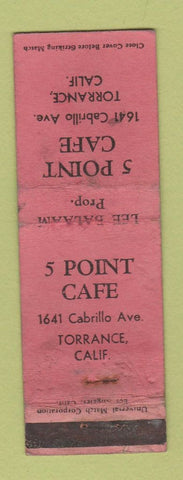 Matchbook Cover - 5 Point Cafe Torrance CA POOR