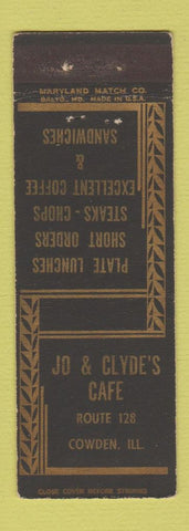 Matchbook Cover - Jo & Clyde's Cafe Cowden IL