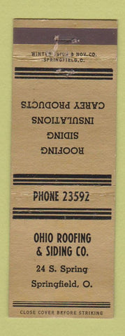 Matchbook Cover - Ohio Roofing and Siding Company Springfield OH
