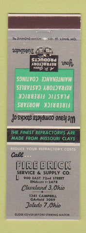 Matchbook Cover - Fire Brick Service Supply Cleveland Toledo OH