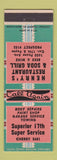 Matchbook Cover - Henry's Restaurant Soda Grill Superior 17th garage
