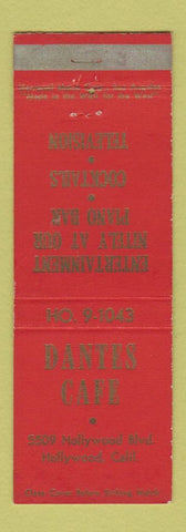 Matchbook Cover - Dantes Cafe Hollywood CA WEAR