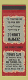 Matchbook Cover - Zephyr Cafe Lounge Des Plaines IL
