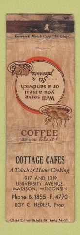Matchbook Cover - Cottage Cafes Madison WI WORN