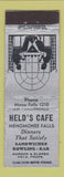 Matchbook Cover - Held's Cafe Menomonee Falls WI low phone # WEAR