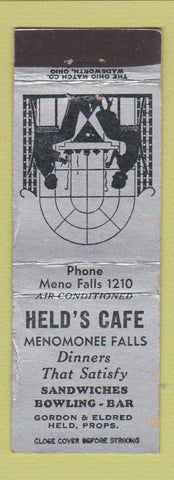 Matchbook Cover - Held's Cafe Menomonee Falls WI low phone # WEAR