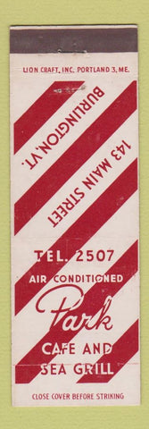 Matchbook Cover - Park Cafe and Sea Grill Burlington VT #1 WHITE