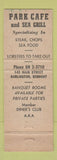 Matchbook Cover - Park Cafe and Sea Grill Burlington VT #2 BLACK WEAR