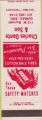Matchbook Cover - Charles Dante  and  Son Cotton Dumas AR gro mor fertilizer