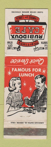 Matchbook Cover - Rubidoux Cafe Salt Lake City UT WEAR