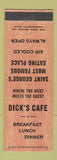 Matchbook Cover - Dick's Cafe St George UT WEAR