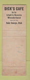 Matchbook Cover - Dick's Cafe St George UT WEAR