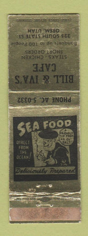 Matchbook Cover - Bill & Iva's Cafe Orem UT WORN