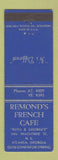 Matchbook Cover - Redmond's French Cafe Atlanta GA