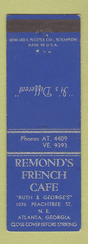 Matchbook Cover - Redmond's French Cafe Atlanta GA