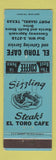Matchbook Cover - El Toro Cafe Port Isabel TX