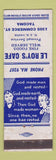 Matchbook Cover - Le Roy's Cafe Tacoma WA
