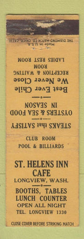 Matchbook Cover - St Helens Inn Cafe Longview WA WORN
