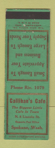 Matchbook Cover - Callihan's Cafe Spokane WA