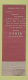 Matchbook Cover - Gruen Watches Hart's Jewelry Lorain OH
