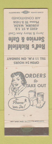 Matchbook Cover - Red's Richfield oil gas Cafe Auburn WA WEAR