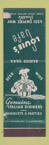 Matchbook Cover - Louie's Cafe Seattle WA WORN