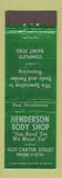 Matchbook Cover - Henderson Body Shop Chattanooga TN