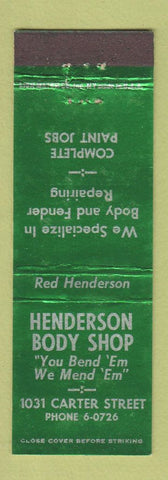 Matchbook Cover - Henderson Body Shop Chattanooga TN