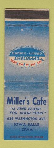 Matchbook Cover - Miller's Cafe Iowa Falls IA WEAR