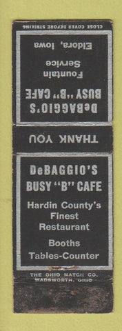 Matchbook Cover - DeBaggio's Busy B Cafe Eldora IA OWRN