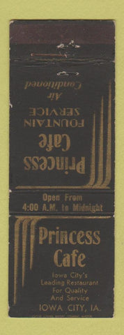 Matchbook Cover - Princess Cafe Iowa City IA