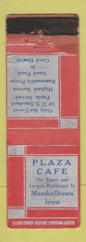 Matchbook Cover - Plaza Cafe Marshalltown IA WORN