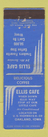 Matchbook Cover - Ellis Cafe Oakland IA