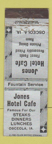 Matchbook Cover - Jones Hotel Cafe Osceola IA WEAR