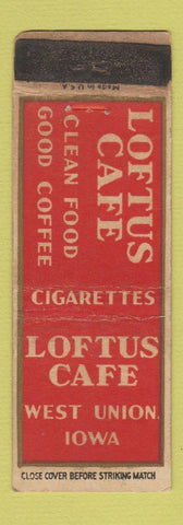 Matchbook Cover - Loftus Cafe West Union IA WORN