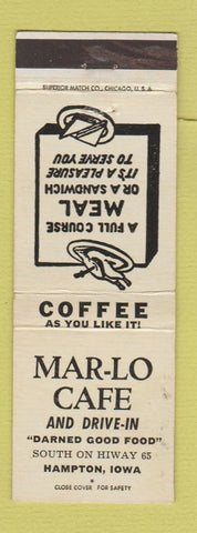 Matchbook Cover - Mar Lo Cafe Hampton IA