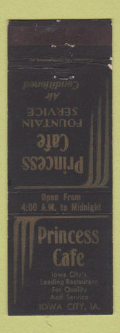 Matchbook Cover - Princess Cafe Iowa City IA
