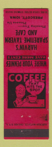Matchbook Cover - Harvin's Sparetime Tavern Cafe Prescott IA